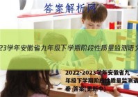 2022-2023学年安徽省九年级下学期阶段性质量监测语文试卷 答案(更新中)