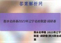 衡水名师卷 2023年辽宁名校联盟·调研卷(四)4政治试卷答案