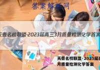 天壹名校联盟·2023届高三3月质量检测化学答案