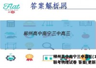 柳州高中南宁三中高三(12月)联考物理试卷 答案(更新中)