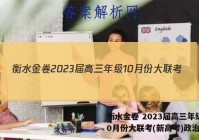 衡水金卷 2023届高三年级10月份大联考(新高考)政治答案