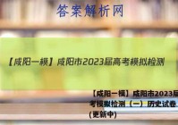 【咸阳一模】咸阳市2023届高考模拟检测（一）历史试卷 答案(更新中)