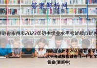 湖南省永州市2023年初中学业水平考试模拟试卷（一）化学试卷 答案(更新中)