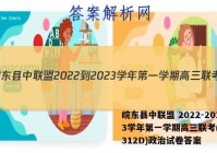 皖东县中联盟 2022-2023学年第一学期高三联考(233312D)政治试卷答案