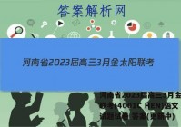 河南省2023届高三3月金太阳联考(4001C HEN)语文试题试卷 答案(更新中)