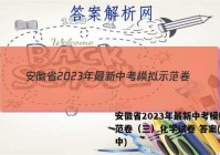 安徽省2023年最新中考模拟示范卷（三）化学试卷 答案(更新中)