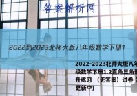 2022-2023北师大版八年级数学下册1.2直角三角形 提升练习 （无答案）试卷 答案(更新中)
