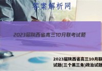 2023届陕西省高三10月联考试题(三个黑三角)政治试题答案