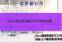 2023届陕西省高三10月联考试题(三个黑三角)化学答案