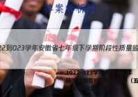 2022-023学年安徽省七年级下学期阶段性质量监测（五）化学试卷 答案(更新中)