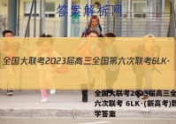 全国大联考2023届高三全国第六次联考 6LK·(新高考)数学答案