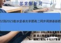 2022-2023衡水金卷先享题 高二同步周测卷 新教材(部编版)/语文(十七)17答案