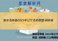 衡水名师卷 2023年辽宁名校联盟·调研卷(二)2物理答案