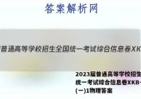 2023届普通高等学校招生全国统一考试综合信息卷XKB-TY(一)1物理答案