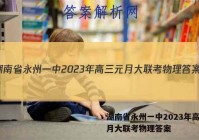湖南省永州一中2023年高三元月大联考物理答案