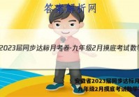 安徽省2023届同步达标月考卷·九年级2月摸底考试数学答案