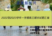 2022-2023学年一学期高三期末试题汇编(新高考)(一)1化学答案