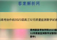 贵州新高考协作校2023届高三12月质量监测数学试卷答案(更新中)