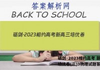砺剑·2023相约高考 新高三培优卷(三)3物理试题答案