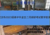 武汉市2023届高中毕业生二月调研考试数学答案