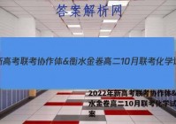 2022年新高考联考协作体&衡水金卷高二10月联考化学试题答案