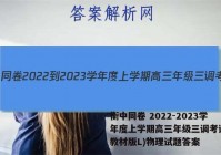 衡中同卷 2022-2023学年度上学期高三年级三调考试(新教材版L)物理试题答案