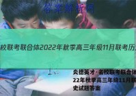 炎德英才·名校联考联合体 2022年秋季高三年级11月联考历史试题答案
